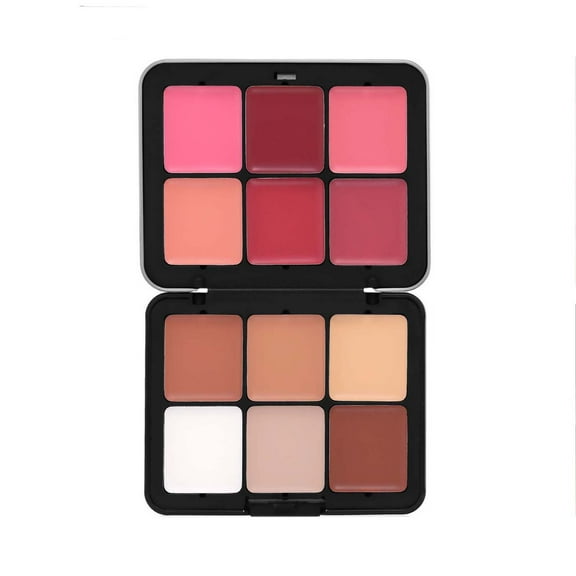 12 Color Blush Palette, Multi-Use Makeup Palette, Powder Blush Highlighter Contour, Iron Compact Case, Versatile Face Colors