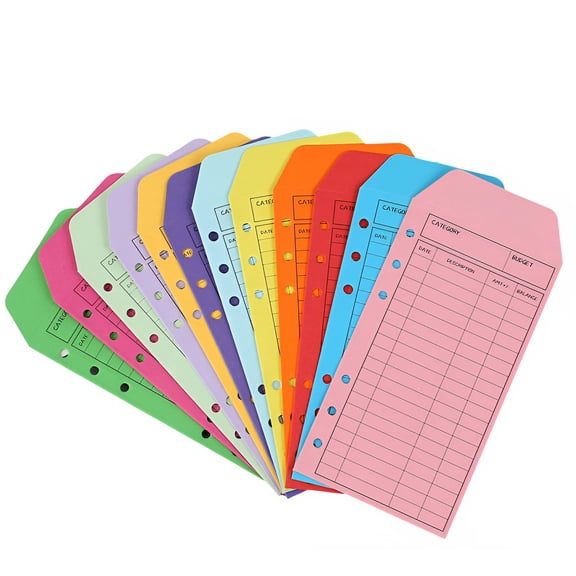 MOZEEDA Clasp Envelopes with Expense Tracker Sheets, Budget Planner, Multicolor, 12 Count