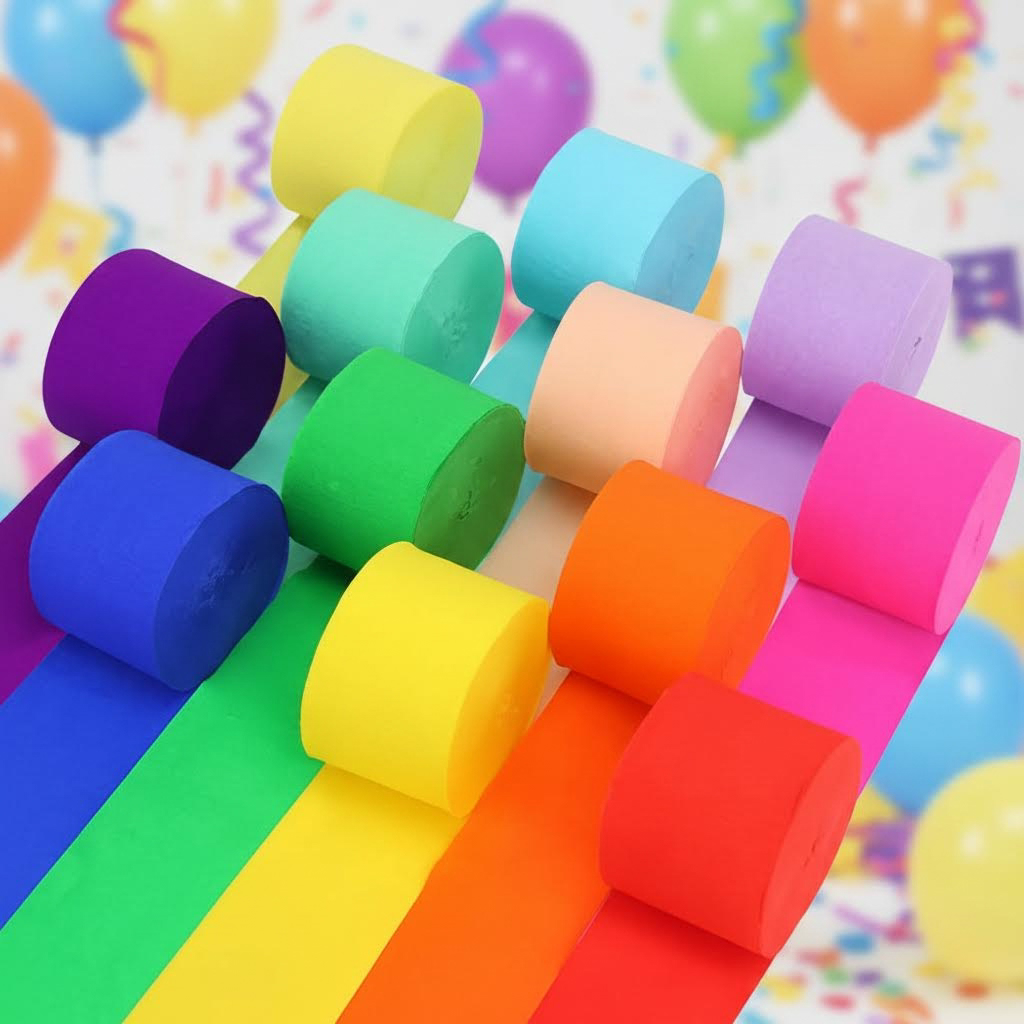 12 Color Crepe Paper Streamers Roll Set for Birthday Baby Shower Wedding Christmas Halloween DIY Party Decorations and Festival Celebrations
