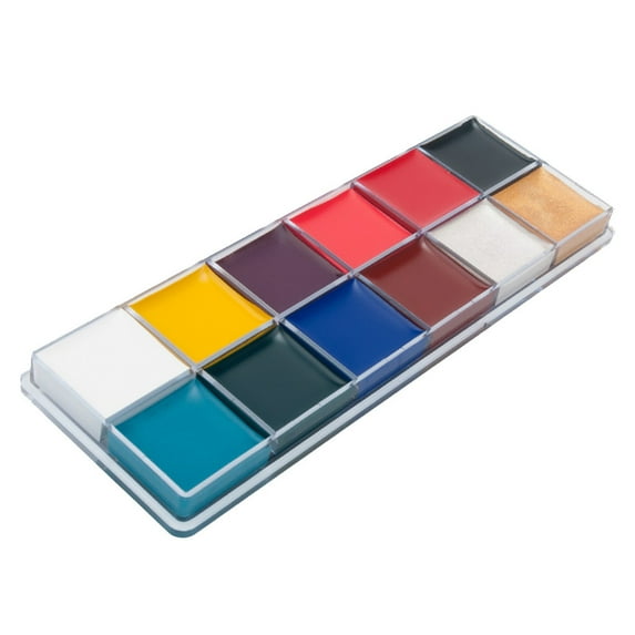 12 Color Halloween Face & Body Paint Kit, Oil Based Makeup for Party, Art Painting Set with Beauty Tools, Makeup - White