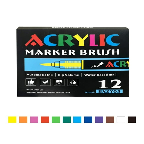12 Color Liquid Acrylic Paint Marker Acrylic Paint Pen for Journaling Drawing