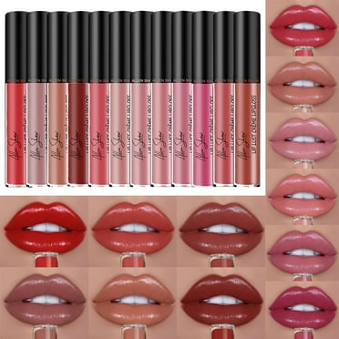 12 Color Liquid Lipstick, Waterproof Long Lasting Lipstick ,Cream Texture Lipstick 10ml