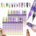 thumbnail image 1 of 12 Color Nail Art Markers Kit for Gel Nails - Water-Based Acrylic Paint Pens with Nail Brushes, DIY Home Manicure Tools, 1 of 8