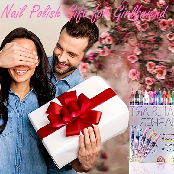 12-Color Nail Art Pen Set - Acrylic Quick Drying 3D Doodle & Dot Stitching Pen, Precision Nail Paint for Home/Salon DIY, Valentine's Day Graduation Back to School Gift