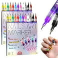 thumbnail image 1 of 12 Color Nail Art Pens, 0.5 MM Nail Polish Pens Set Drawing Painting Point Liner Acrylic Painted Pen Kit, Waterproof and Quick-drying Nail for DIY Nail Design, Home & Salon Manicure Tools(2 set), 1 of 9