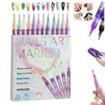 thumbnail image 1 of 12 Color Nail Art Pens Set, Nail Polish Pens 0.5MM Fine Tip Acrylic Paint Pen Nail Art Markers Quick-Dry Nail Art Tools for Dotting Drawing Painting DIY Nail Art Beauty Manicure (12 Colors B), 1 of 6
