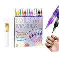 thumbnail image 1 of 12 Color Nail Art Pens Set with Scraper, 0.5 MM 3D Nail Polish Pens, Nail Polish Pens Quick-Drying Acrylic Paint Pen Nail Point Dotting Liner Pen Tools for Home & Salon Nail Art DIY, 1 of 9