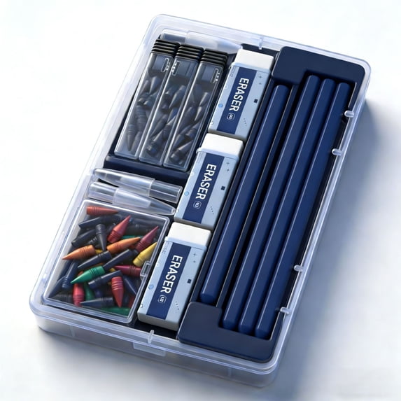 12 Color Pencil Erasers Set, Metal Alloy Writing Tool, No Sharpening Needed, Reusable Nibs for Drawing