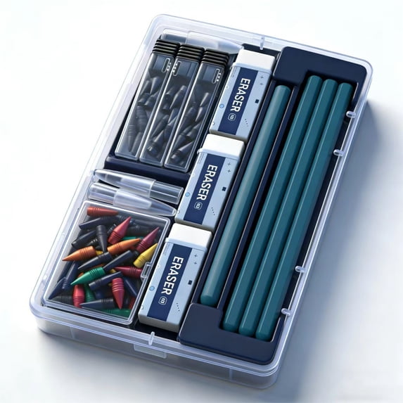 12 Color Pencil Erasers Set, Metal Alloy Writing Tool, No Sharpening Needed, Reusable Nibs for Drawing