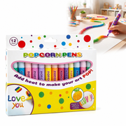 12-Color Popcorn Pens 3D Puffy Art Kit, Bubble Markers for DIY Crafts, Heat-Activated Raised Effects, Fine Tip for Precision, Washable & Safe, Ideal for Cards & Journals