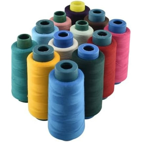 12 Color Sewing Machine Thread 40S/2 2500 Yard Per Overlock Cone Polyester Sewing Threads for Sewing Quilting Machines, DIY Sewing, Hand Embroidery, Serger
