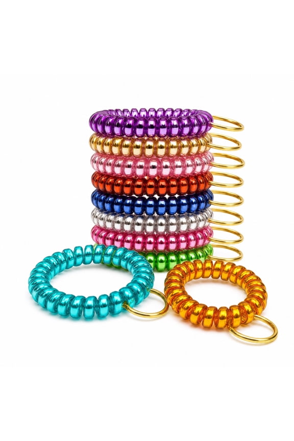 12-Color Stretchable Wristband Keychain,Wristband Key Ring Chain, Wrist Keychain with Spiral Design, Waterproof & Convenient, Suitable for Sauna, Gym, Swimming Pool, Outdoor Sports, Office, Shopping
