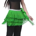 thumbnail image 1 of 12 Color WASIT80CM/WIDTH32CM/LENGTH180CM 3 Layer Tassel Belly Dance Hip Scarf Wast Belt Waist Scarf Skirt,One Size,Dark Green, 1 of 4