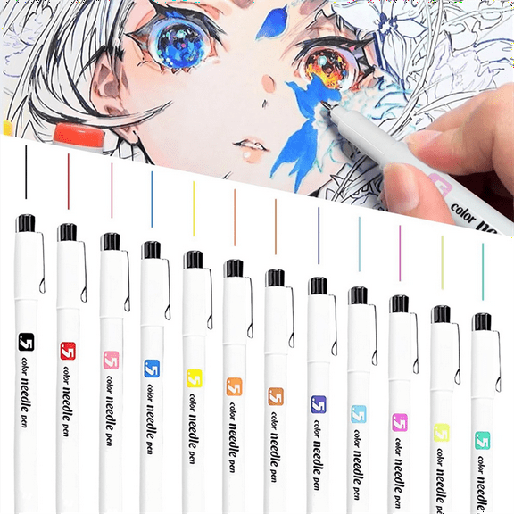 12 Colors 05 Micrometre Pen Set, Mini Fineliner Drawing Art Pens, Mini-Pen Fineliner Ink Set, Micrometre Pens for Artist plastic As Shown,12 x Micrometre Pen