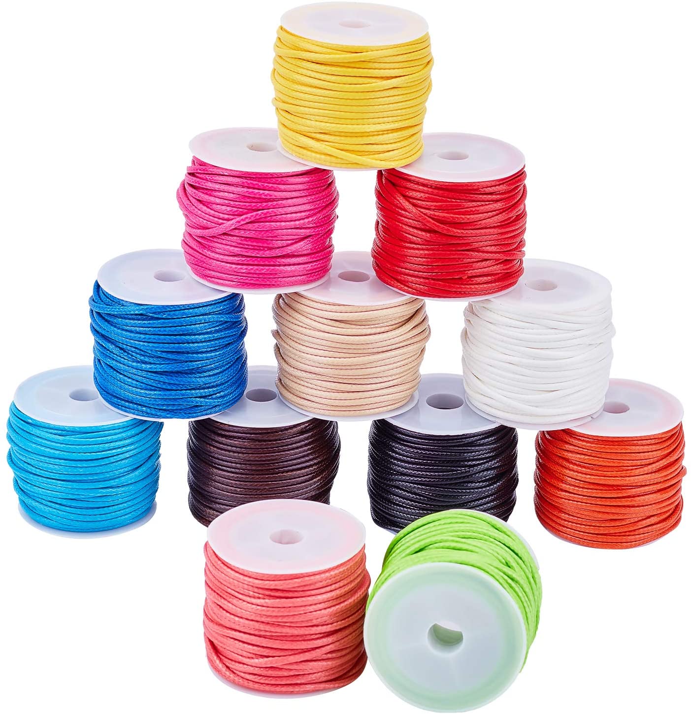 12 Colors 11 Yards/Roll 2mm Waxed Polyester Cord Thread Beading String ...