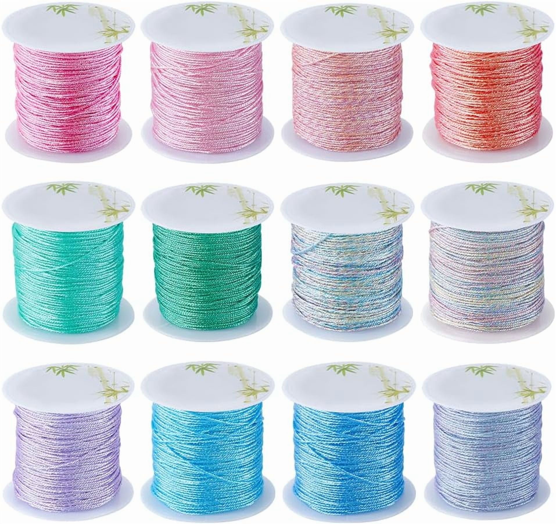 12 Colors 12-Ply 0.8mm Waxed Polyester Cord Thread Chinese Knotting Cord Glitter Wax Coated Gradient Beading String for Jewelry Making Threads Supplies DIY Bracelet Necklace Sewing Stitching
