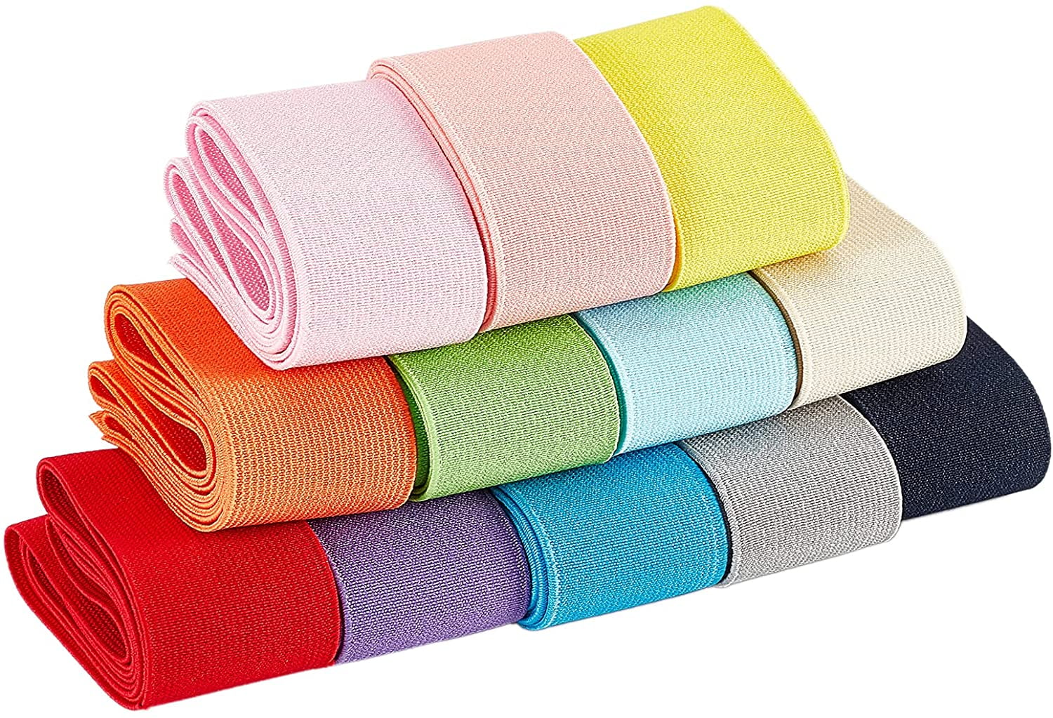 12-Colors 13 Yards Elastic Band 1-1/2 Inches Ribbon Stretch Elastic for ...