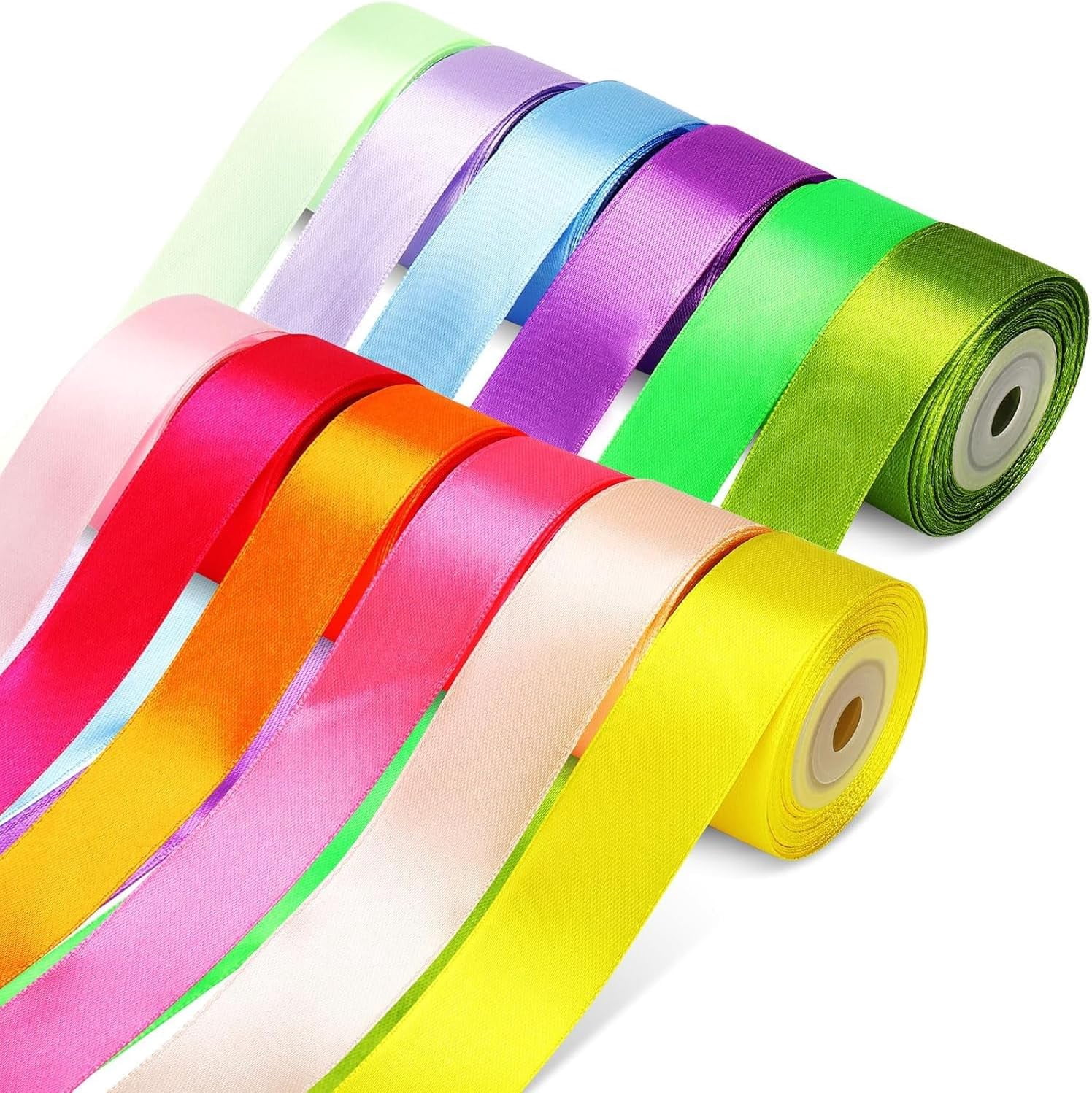 12 Colors 130.8 Yards Ribbon, 1 Inch Satin Ribbon for Crafts Gift Wrapping Flower Bouquet Party Birthday Wedding Hair Bows Invitation and Festival Decorations - 10.9 Each