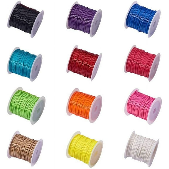 12 Colors About 130 Yards Round Waxed Polyester Cord 1mm Macrame Craft DIY Thread Rattail Beading String for Jewelry Making Chinese Knotting Kumihimo Shamballa Friendship Bracelets