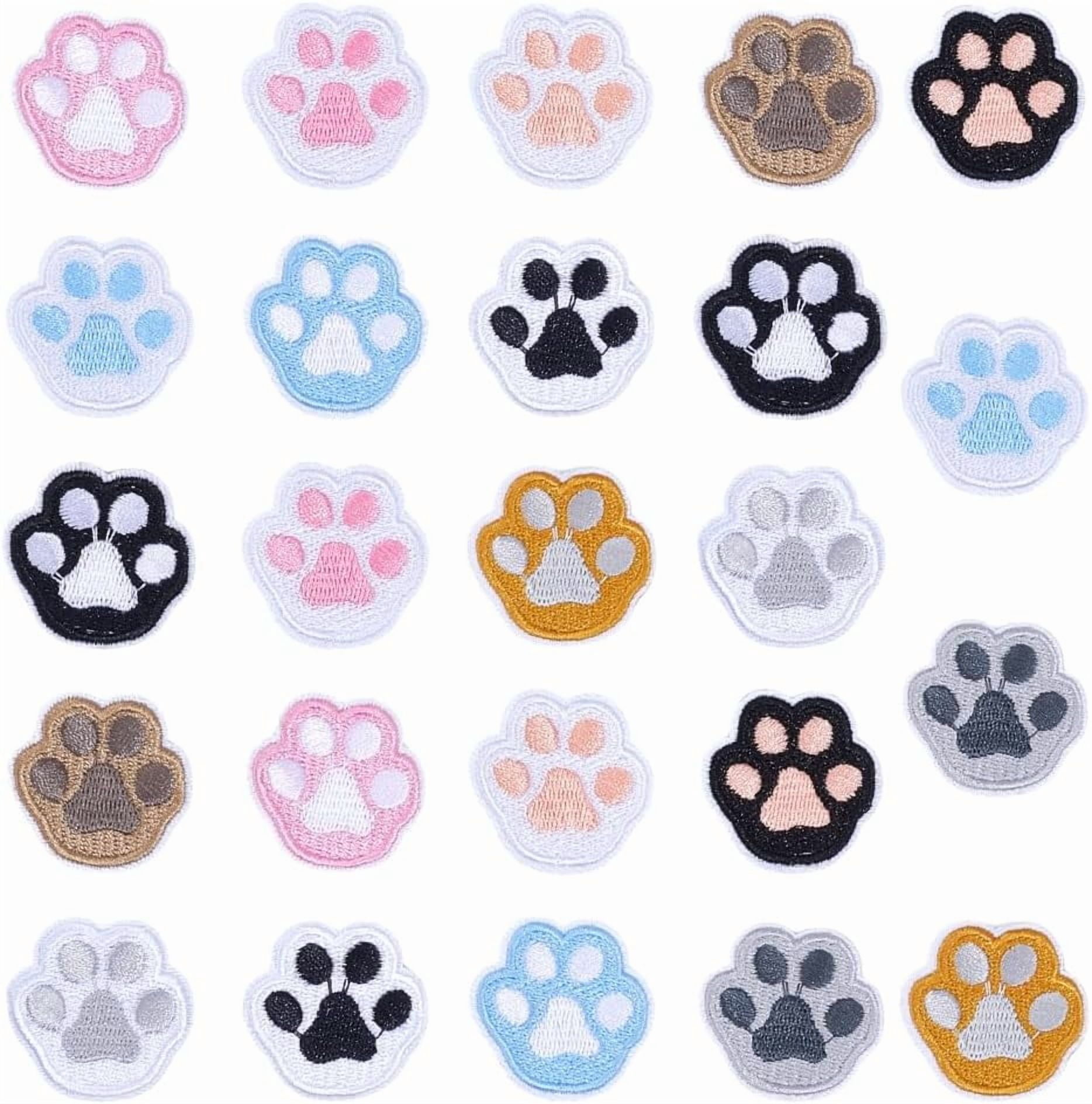 12 Colors 24Pcs Paw Print Embroidery Patches Cute Cartoon Paw Print ...