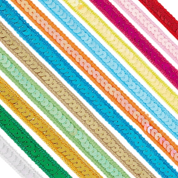 12 Colors 26.25 Yards Sequin Ribbon Trim 0.5Inch Flat Sequin Strip Trim Glitter Paillette Ribbon Sequins Sewing String for Crafts Embellishment