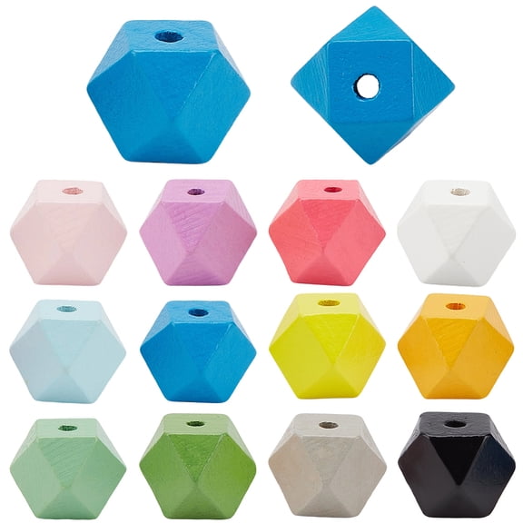 12 Colors 36Pcs Beads 20MM Wooden Geometric Beads Bulk Loose Natural Smooth Large Hole Assorted Color Spacers