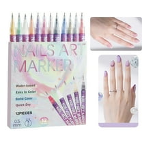 12 Colors 3D Nail Art Pens Set, 2025 Upgrade Quick-Dry Nail Painting Markers for Gel Nails, DIY Graffiti Dotting and Liner Drawing Tool Kit