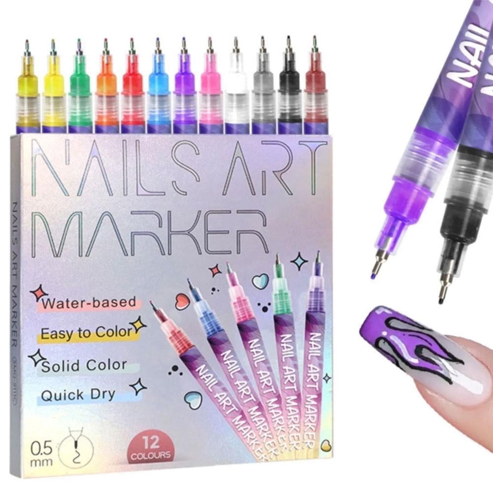 12 Colors 3D Nail Polish Pens for Painting, 2025 Upgrade Nail Art Pens Set, DIY Quick Dry Graffiti Dotting Point Liner Pens, Nail Art Markers for Gel Nails, Nails Art Drawing Tool（1pcs）