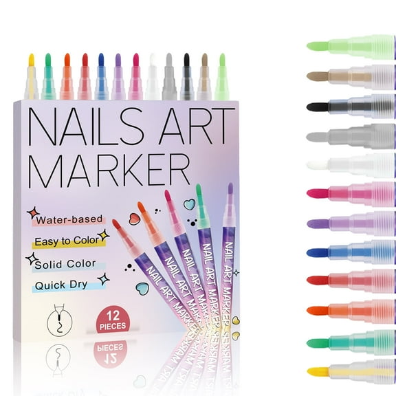 12 Colors 3D Nail Polish Pens for Painting, Nail Art Pens Set, 2025 Upgrade Nail Art Markers for Gel Nails, DIY Quick Dry Graffiti Dotting Point Liner Pens, Nails Art Drawing Tool