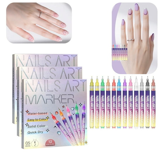 12 Colors 3D Nail Polish Pens for Painting, Nail Art Pens Set, 2025 Upgrade Nail Art Markers for Gel Nails, DIY Quick Dry Graffiti Dotting Point Liner Pens, Nails Art Drawing Tool