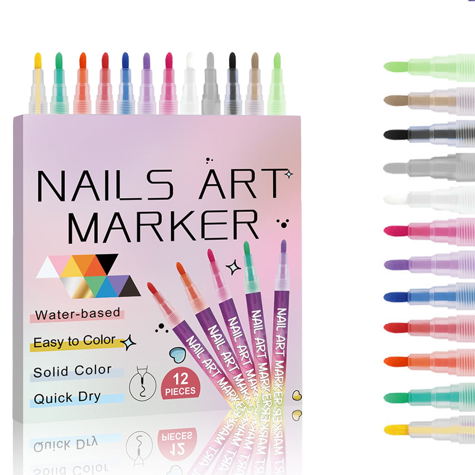 12 Colors 3D Nail Polish Pens for Painting, Nail Art Pens Set, 2025 Upgrade Nail Art Markers for Gel Nails, DIY Quick Dry Graffiti Dotting Point Liner Pens, Nails Art Drawing Tool