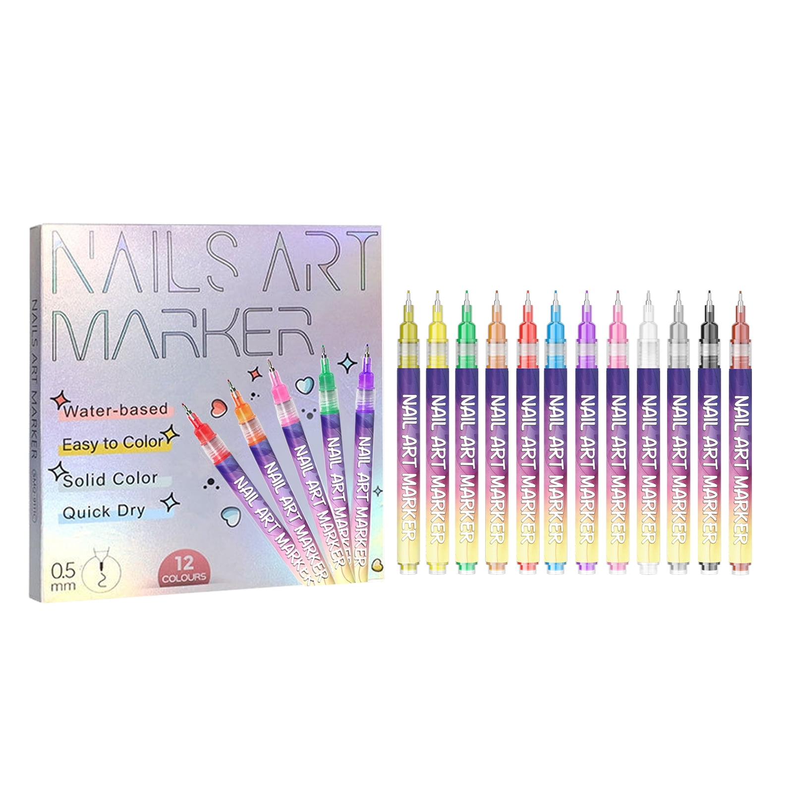 12 Colors 3D Nail Polish Pens for Painting, Nail Art Pens Set, 2026 Upgrade Nail Art Markers for Gel Nails, DIY Quick Dry Graffiti Dotting Point Liner Pens, Nails Art Drawing Tool (1 packs)