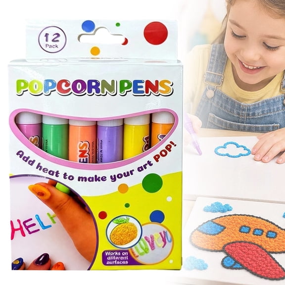 12 Colors 3D Puffy Bubble Drawing Pens, DIY Popcorn Watercolor Pen Set for Bubble Painting Crafting, 10 ml Markers for Art Projects Home Studio Decor for Home Kitchen Living Room Office Decor