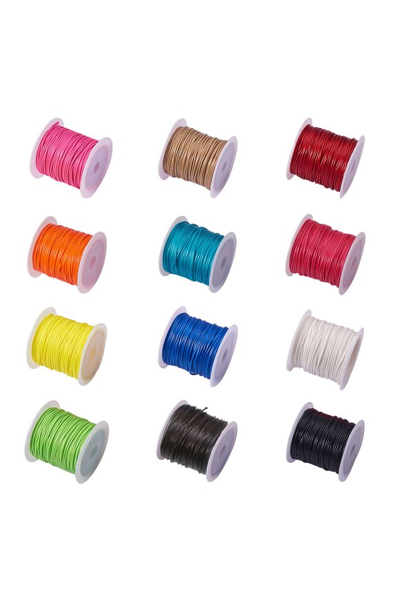 12 Colors About 130 Yards Round Waxed Polyester Cord 1mm Macrame Craft DIY Thread Rattail Beading String for Jewelry Making Chinese