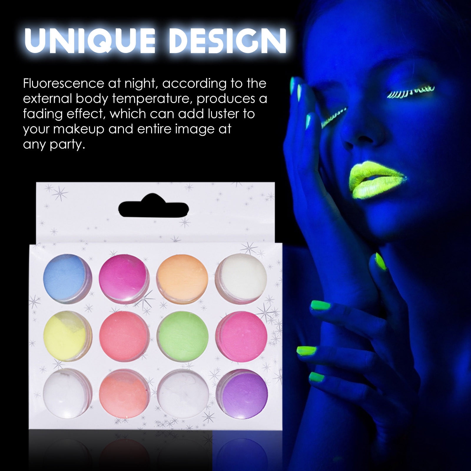 12 Colors Acrylic Luminous Fluorescent Powder Glow In The Dark Pigment