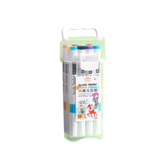 12 Colors Acrylic Markers Paint Pens Washable Markers with Medium Tip, Paint Pens for Rock Painting, Stone, Wood, Calligraphy, Canvas, Ceramic, Metal, Glass, DIY Crafts