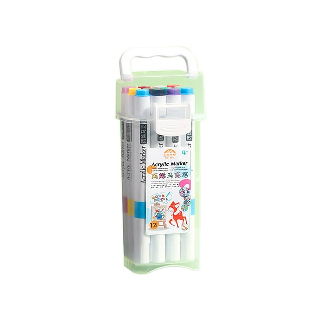 12 Colors Acrylic Markers Paint Pens Washable Markers with Medium Tip, Paint Pens for Rock Painting, Stone, Wood, Calligraphy, Canvas, Ceramic, Metal, Glass, DIY Crafts