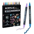 thumbnail image 1 of 12 Colors Acrylic Paint Markers Dual Tip Art Pens with Fine Tip and Brush Tip for Rock Painting Wood Glass Ceramic Canvas DIY Crafts, 1 of 7