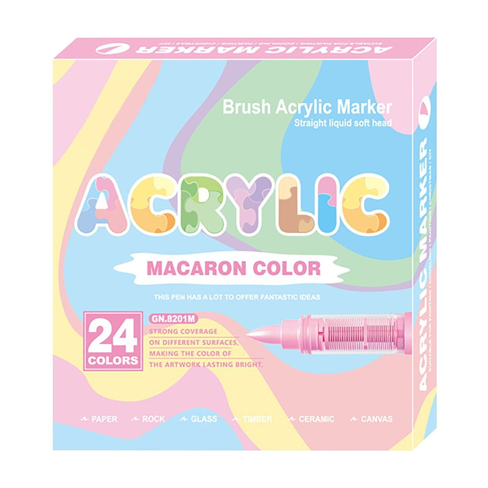 12 Colors Acrylic Paint Pens, Dual Tip with Brush Tip and Fine Tip, Acrylic Pens for Rock Painting, Wood, Glass, Ceramic,DIY Crafts Making