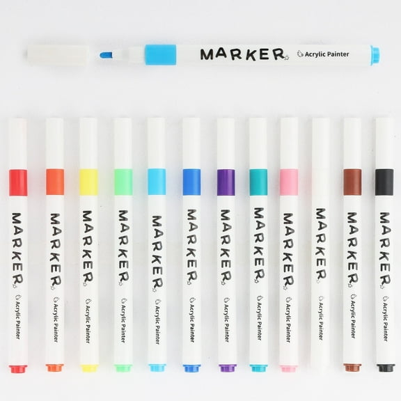 IZZONI 12-Color No Bleed Acrylic Paint Markers for Adult Coloring Books and Canvases