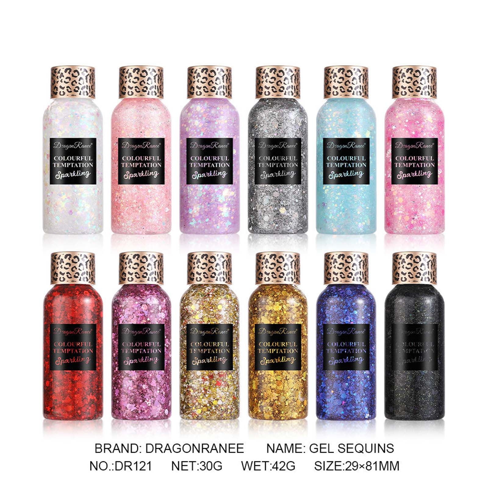 12 Colors Body Glitter Gel, Glitter Face Chunky Glitter Liquid with