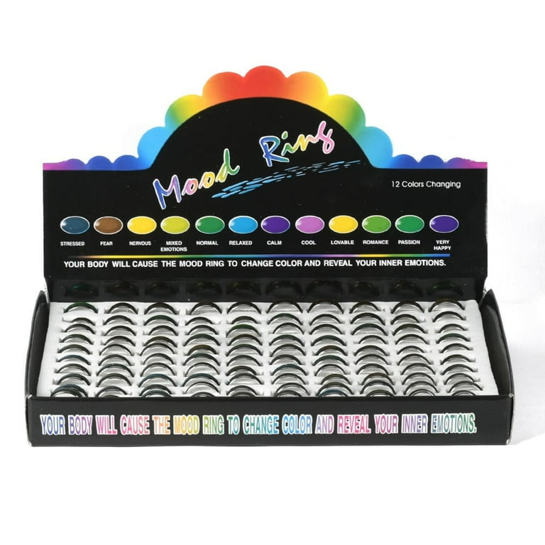 12 Colors Changing Brass Mood Rings Mixed Size Platinum Black 16