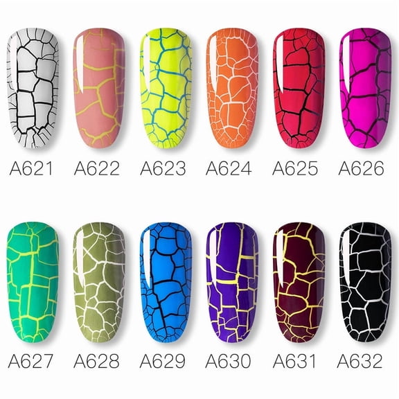 12 Colors Crackle Gel Polish Set - Burst Glue for Nail Art, 7ML Each, Fast-Drying & Long-Lasting Cracking Effect, Winter Autumn Manicure Supplies Kit with Unique Patterns