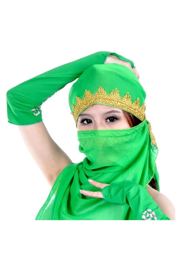 12 Colors Dancewear Belly Dance Clothes Wrap Head Scarf Chiffon Lace Headpiece Dance Head Veils