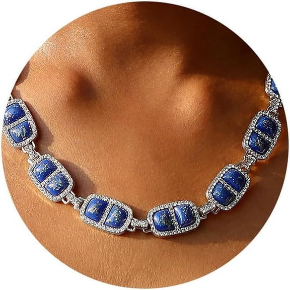12 Colors Diamond Stone Gold Necklace For Women Full Trendy Blue Birthstone Choker Necklace For Women Mothers Square Design Necklace Birthday Jewelry[Z1766]