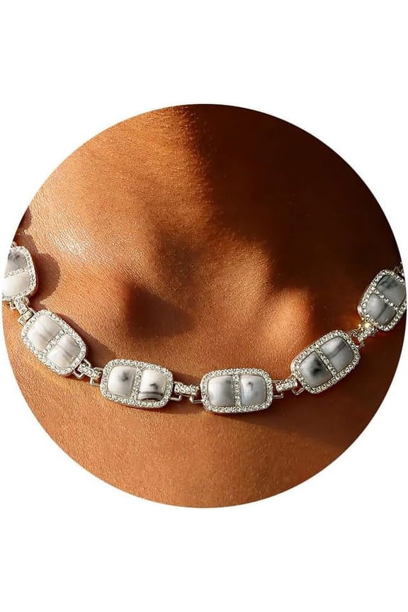 12 Colors Diamond Stone Gold Necklace For Women Full Trendy Blue Birthstone Choker Necklace For Women Mothers Square Design Necklace Birthday Jewelry[Z1815]