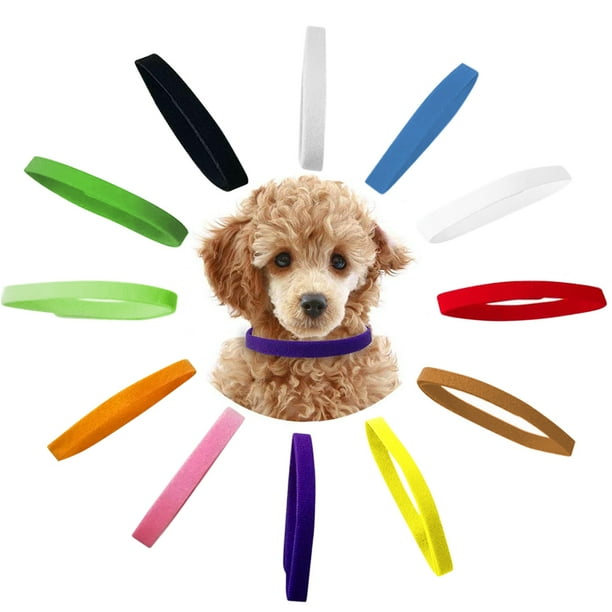 12 Colors Double Sided Adjustable Puppy Whelping ID Bands Collars with Bell for Newborn Pet