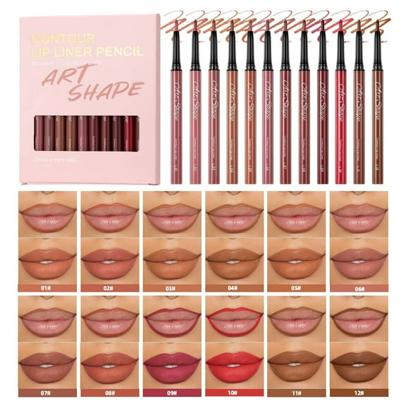 12 Colors Matte Lip Liner Set, Lip Liner Pencil Waterproof Non-marking Matt Velvet Lipstick Pen, Professional Long Lasting Lipliner Set