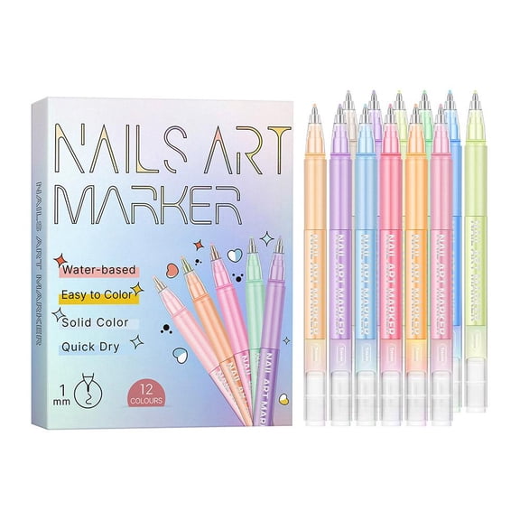 12 Colors Nail Art Marker Pens Set, 2026 New Nail Markers for Nail Art, Suitable for Nail Art, Nail Painting, And Artistic Decorations Suitable for Everyone