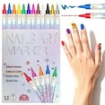 thumbnail image 1 of 12 Colors Nail Art Marker Pens Set, 3D Quick Dry 0.5MM Nail Polish Pens, Nail Markers for Nail Art, DIY Nail Art Markers Graffiti Dotting Pen for Nails Art Design Manicure Nail Decor for Adult Kids, 1 of 7